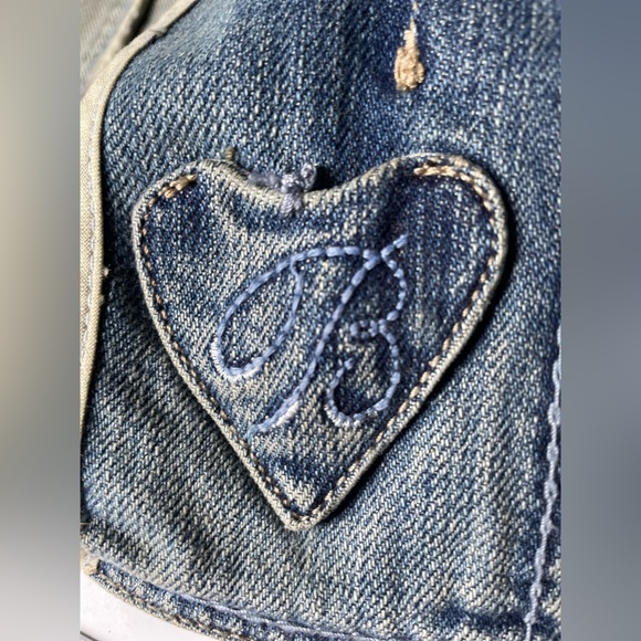 BRIGHTON Blue Denim charms Hearts Jean Jacket surprise charm hidden XS- Small - Picture 14 of 16
